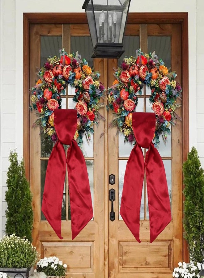 Fucibt 2 Pack Wreath Sash for Front Door, Red Blank Sash for Monogram Embroidery, Front Door Porch Decor, Christmas Wreath Accessories, 5'' L x 54'' W, Red (2) - Image 5